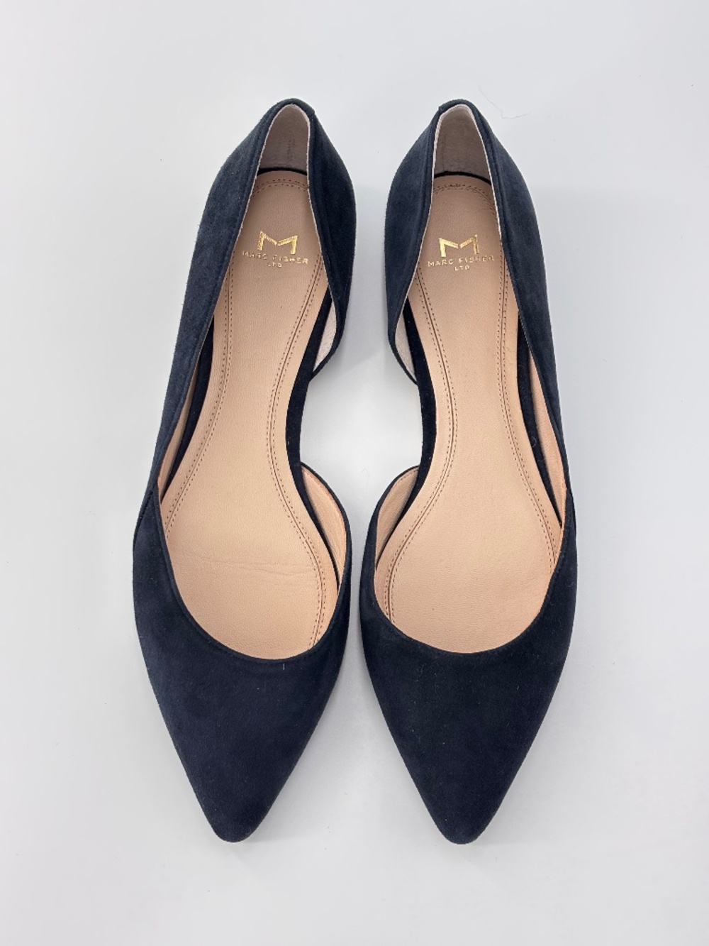 Marc Fisher LTD Sunny Navy Suede D'Orsay Flat | Size 9.5M | Pointed Toe